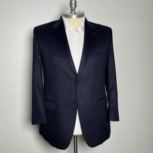 Joseph & Lyman Blazer Mens 42R Navy Blue Solid 100% Cashmere Two-Button Jacket